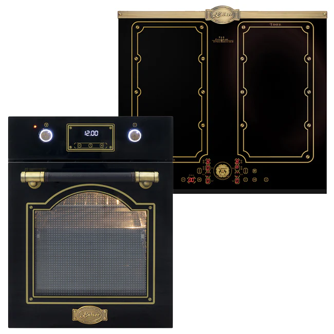 Art Deco 45cm Electric Oven & 58cm Free Zone induction Hob (Black)