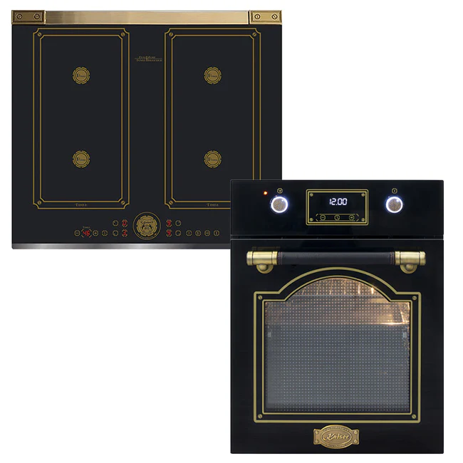 Art Deco 45cm Electric Oven & 59cm Induction Hob (Black)