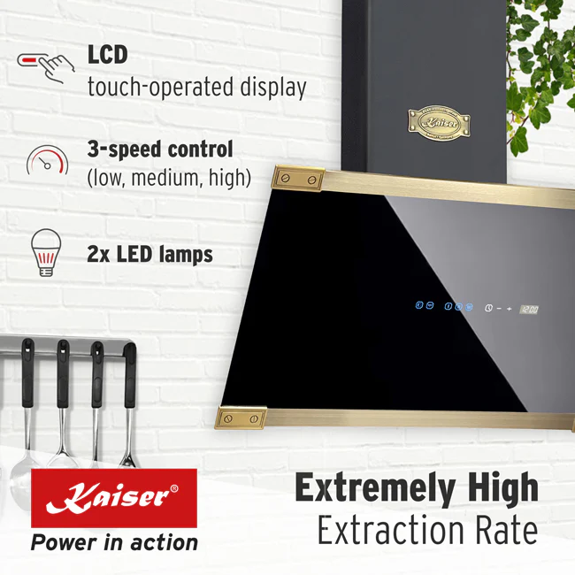 Art Deco 45cm Electric Oven & 60cm Cooker Hood (Black) - Image 12