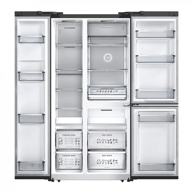 Art Deco American Style Plumbed Fridge Freezer (Black) - Image 14