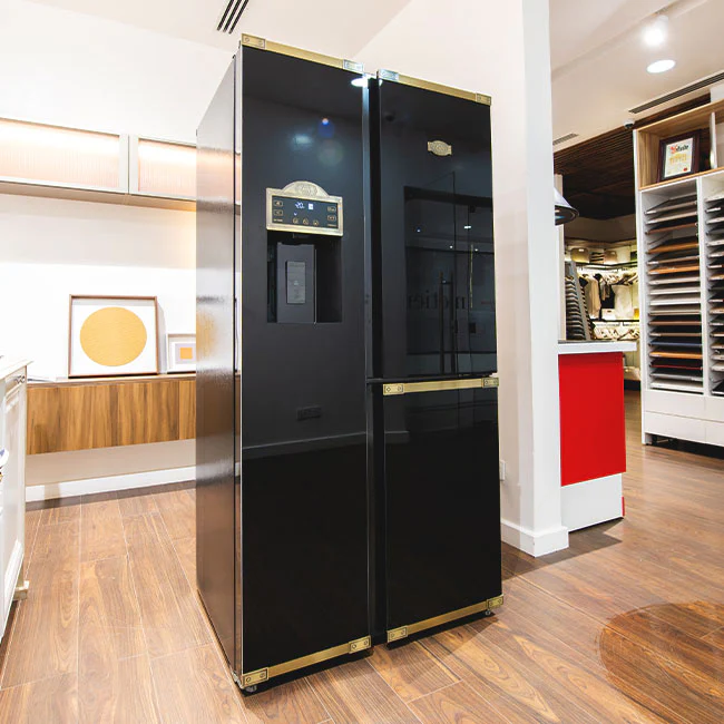 Art Deco American Style Plumbed Fridge Freezer (Black) - Image 4
