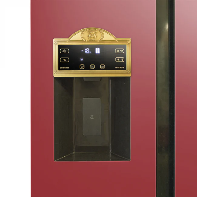 Art Deco American Style Plumbed Fridge Freezer (Bordeaux Red) - Image 5