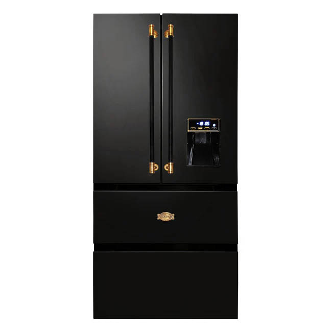 Art Deco French Door Fridge Freezer Leather Handles (Black) - Image 2
