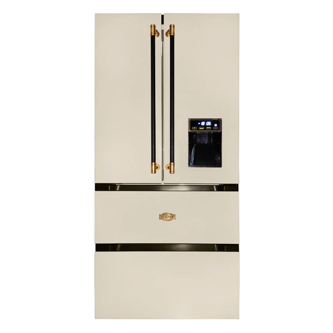Art Deco French Door Fridge Freezer Leather Handles (Ivory) - Image 2