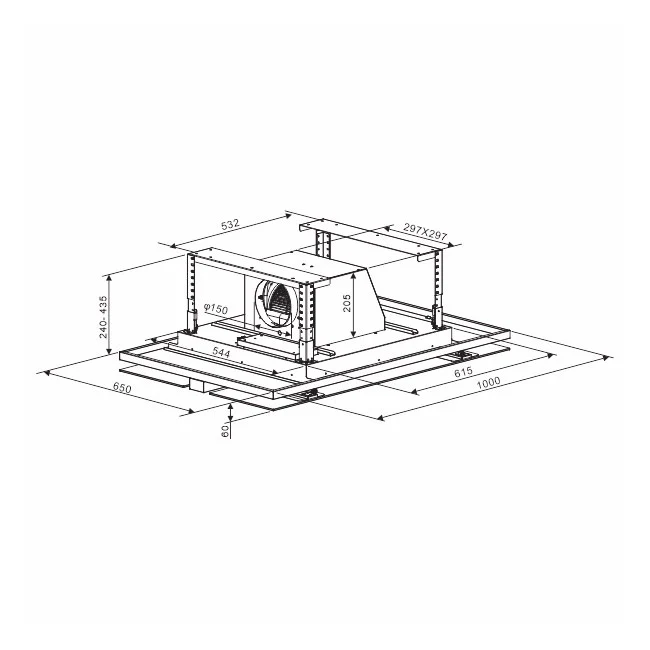 Avantgarde Pro 100cm Built-In Ceiling Island Cooker Hood (White) - Image 5