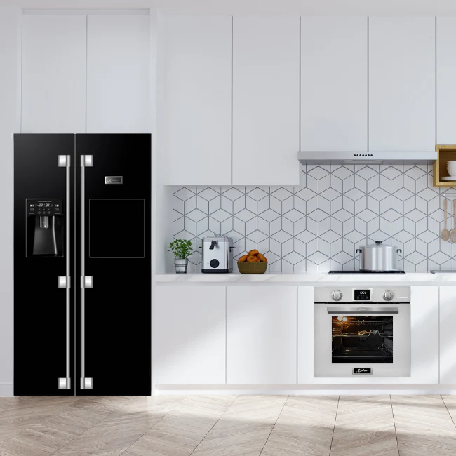 Avantgarde Pro Plumbed American Style Fridge Freezer (Black Stainless Steel) - Image 3