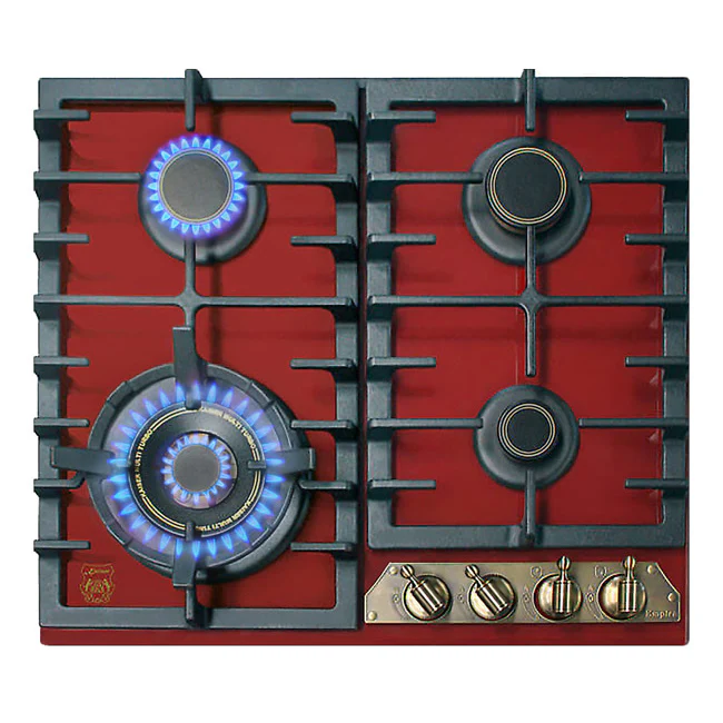 Empire 4 Burner Gas Hob & Chimney Cooker Hood Bundle (Bordeaux Red) - Image 4