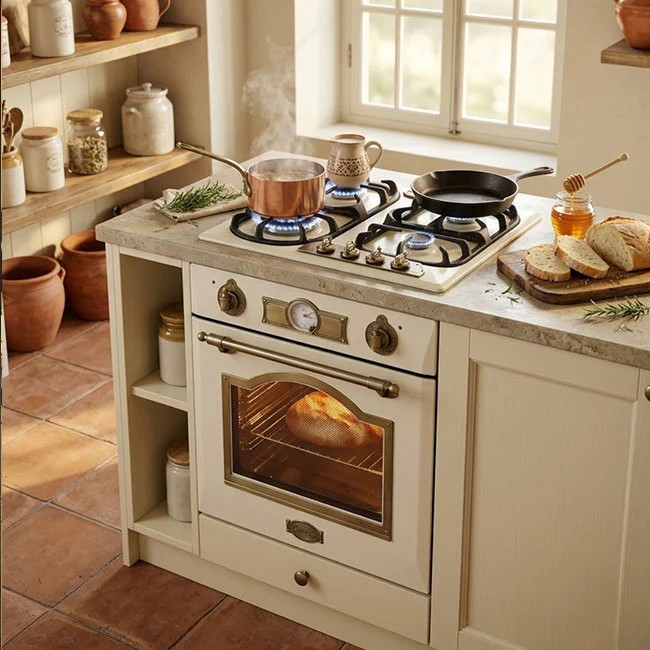 Empire 60cm Electric Oven & 90cm Downdraft Induction Hob (Ivory) - Image 3