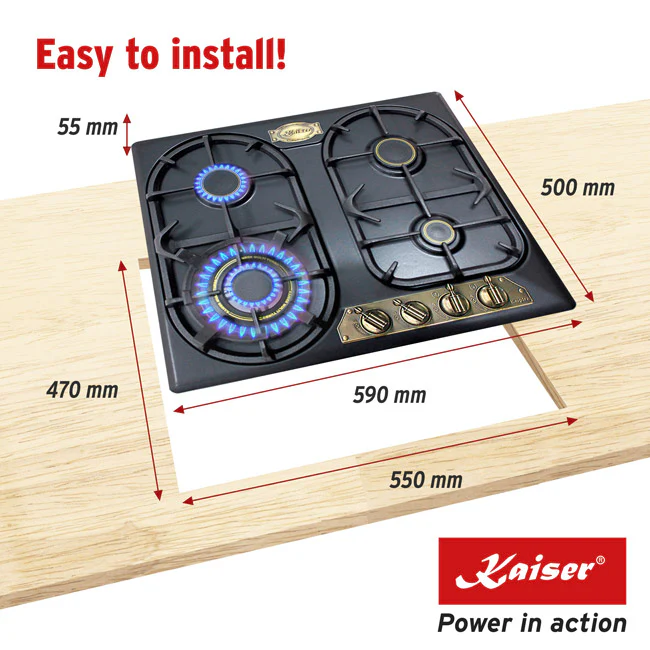 Empire 60cm Gas Hob (Black) - Image 7