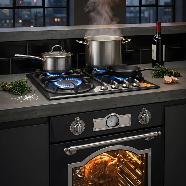 Empire 60cm Gas Hob (Black Silver) - Image 2