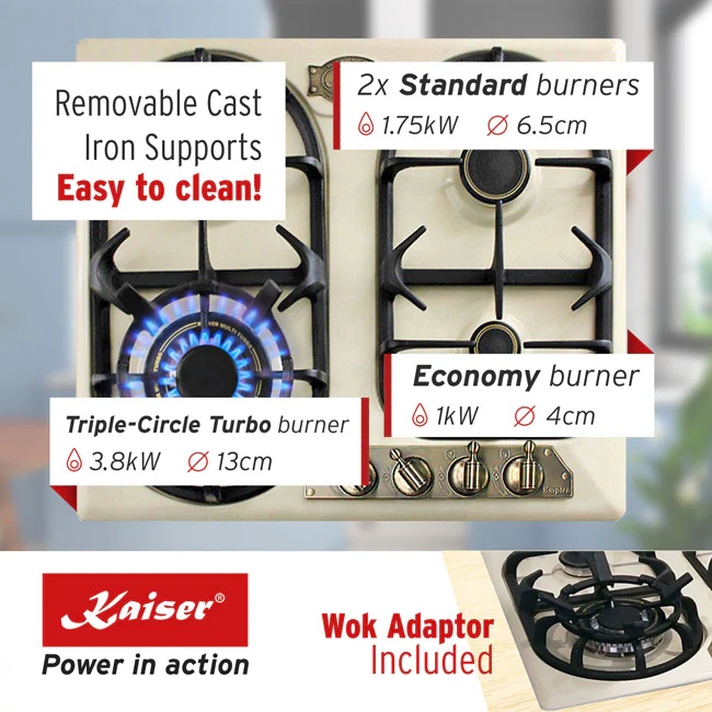 Empire 60cm Gas Hob (Ivory) - Image 4
