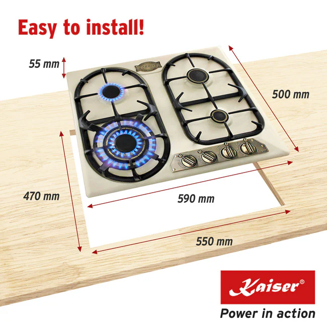 Empire 60cm Gas Hob (Ivory) - Image 7
