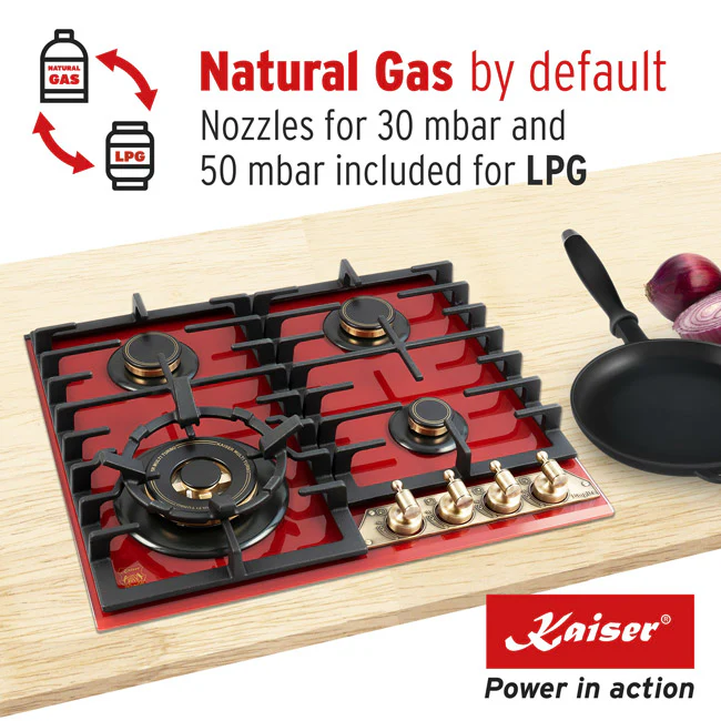 Empire 60cm Turbo Gas Hob (Bordeaux Red) - Image 5