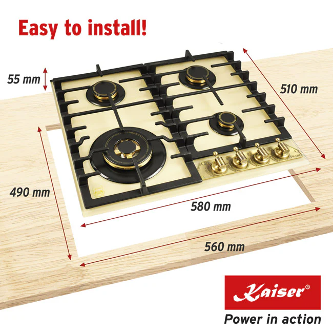Empire 60cm Turbo Gas Hob (Ivory) - Image 7