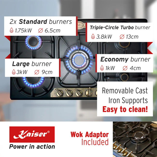 Empire 86cm Gas Hob (Black) - Image 3