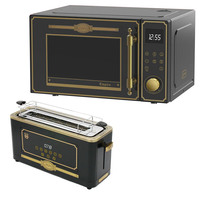 Empire 900W Microwave & 2 Slice Toaster Bundle (Black)