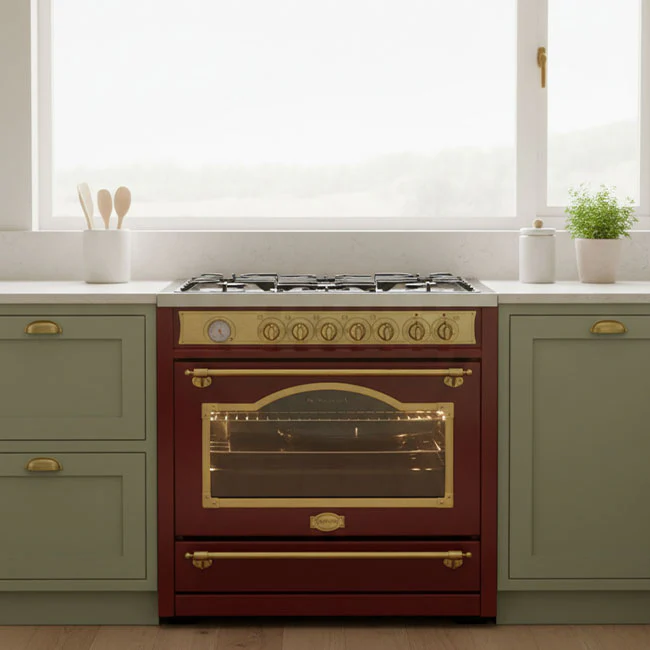 Empire 90cm Dual Fuel Range Cooker (Bordeaux Red) - Image 3