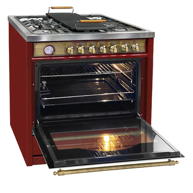 Empire 90cm Dual Fuel Range Cooker (Bordeaux Red) - Image 6