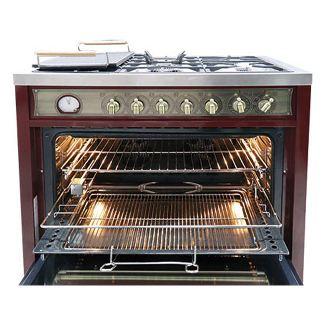 Empire 90cm Dual Fuel Range Cooker (Bordeaux Red) - Image 8