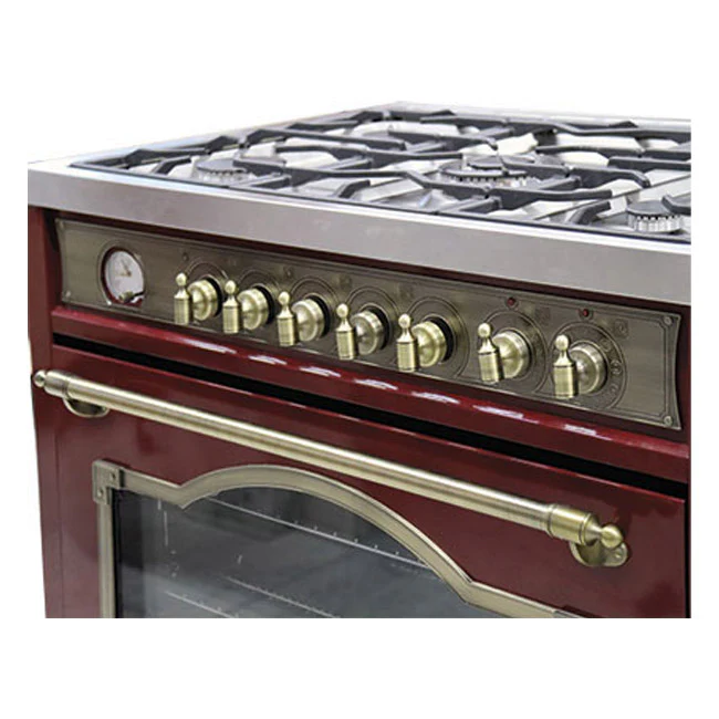 Empire 90cm Dual Fuel Range Cooker (Bordeaux Red) - Image 9