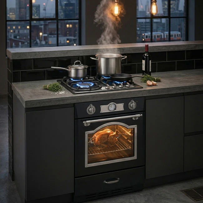 Empire Electric Oven, Gas Hob & Cooker Hood Bundle (Black Silver) - Image 2