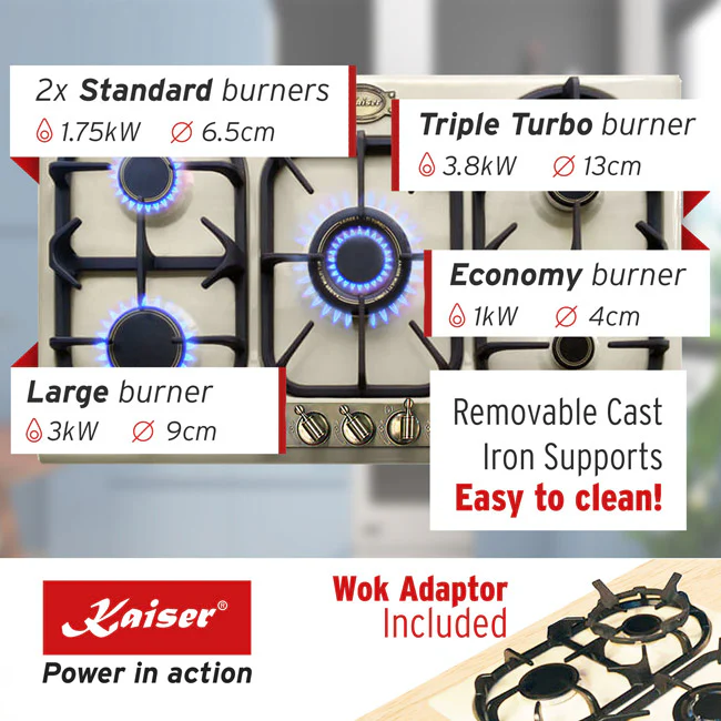 Empire Gas Oven & 5 Burner Gas Hob Bundle Ivory - Image 18