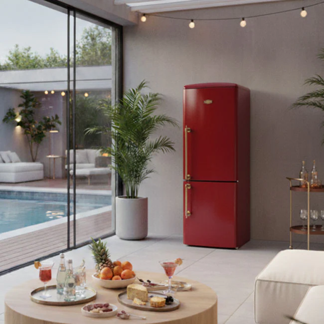 Empire Slim 60cm Fridge Freezer (Bordeaux Red) - Image 4