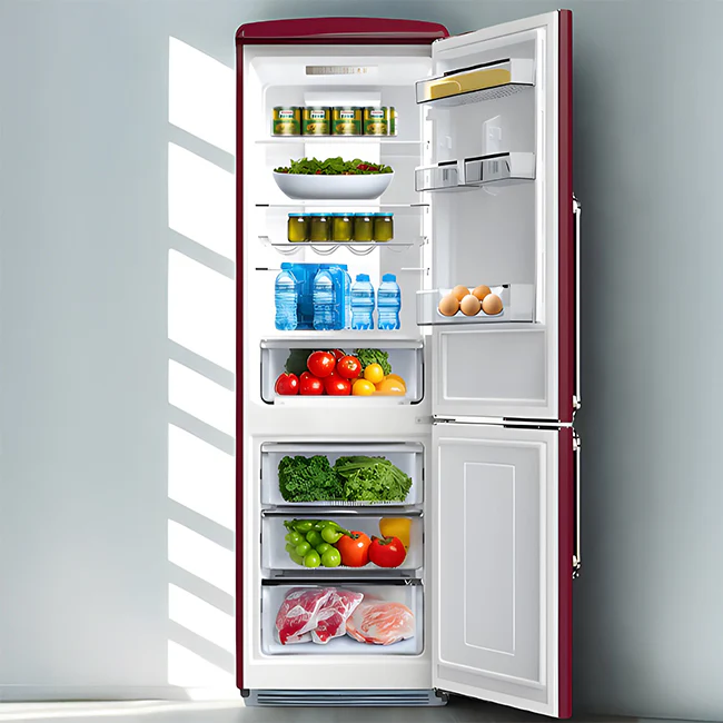 Empire Slim 60cm Fridge Freezer (Bordeaux Red) - Image 5