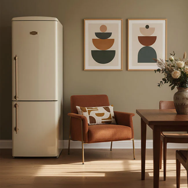 Empire Slim 60cm Fridge Freezer (Ivory) - Image 3