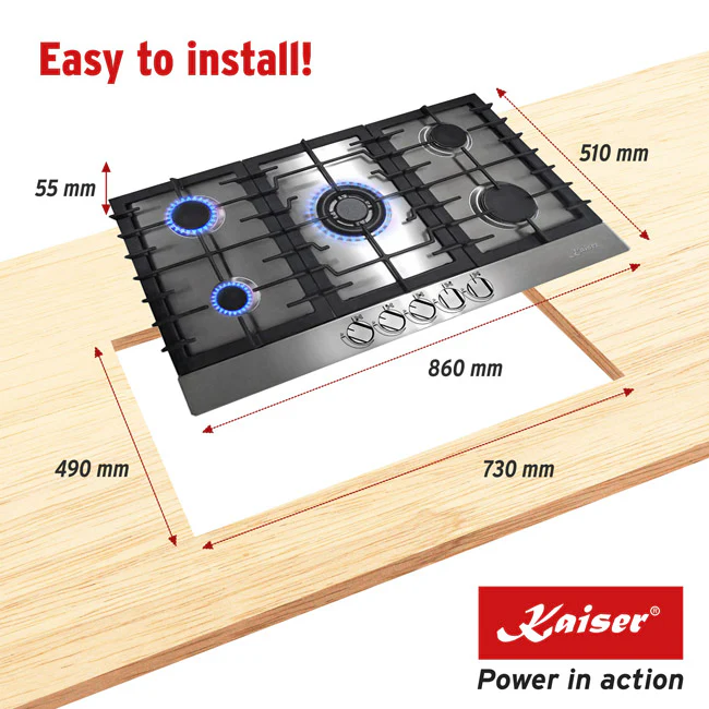 Grand Chef 86cm Gas Hob (Stainless Steel) - Image 6