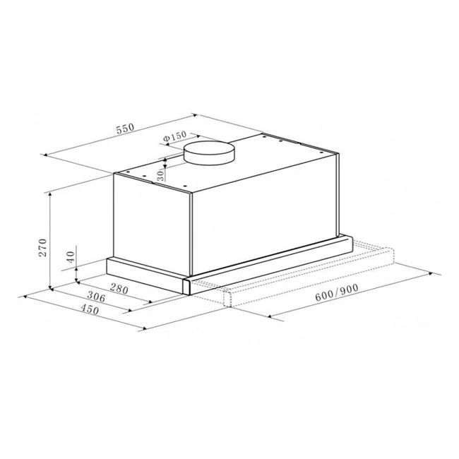 Grand Chef 60cm Built-In Cooker Hood (Black) - Image 5