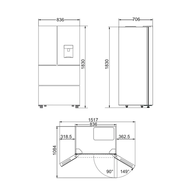 Grand Chef French Door Fridge Freezer (Black) - Image 10
