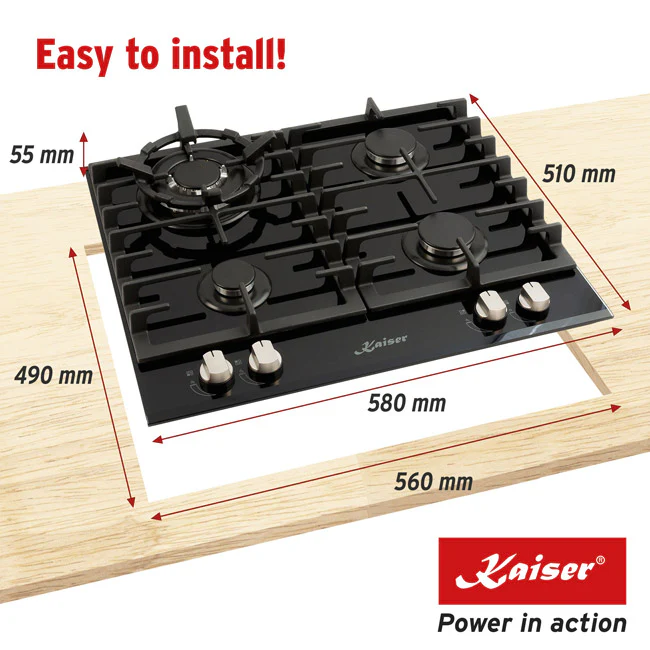 Grand Chef Gas Oven & 4 Burner Gas Hob Black Bundle - Image 14