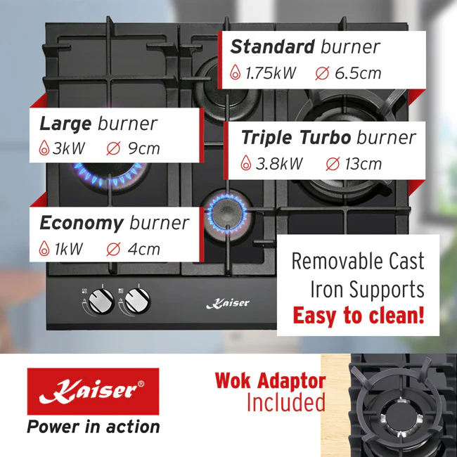 Grand Chef Gas Oven & 4 Burner Gas Hob Bundle (Black) - Image 17