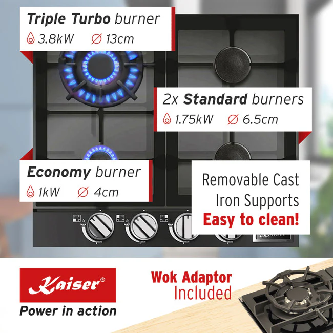 Grand Chef Gas Oven & 4 Burner Gas Hob Bundle (Black) - Image 15