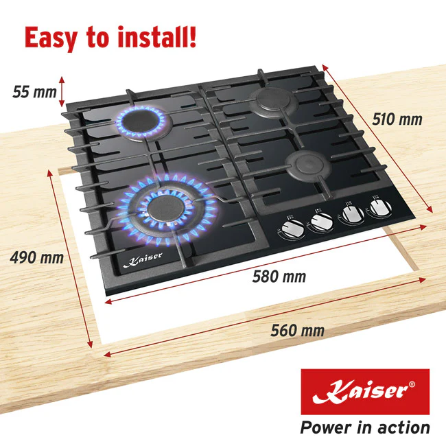 Grand Chef Gas Oven & 4 Burner Gas Hob Bundle Black - Image 14