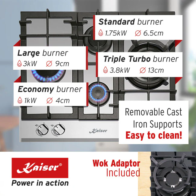 Grand Chef Gas Oven & 4 Burner Gas Hob Bundle (White) - Image 15